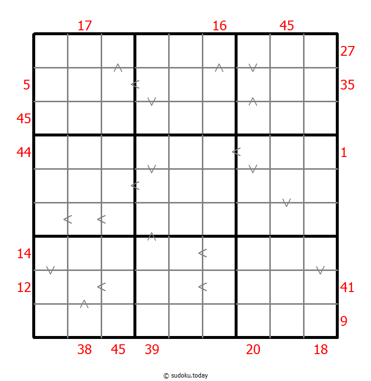 Hybrid Sudoku ( X Sums + Greater Than )