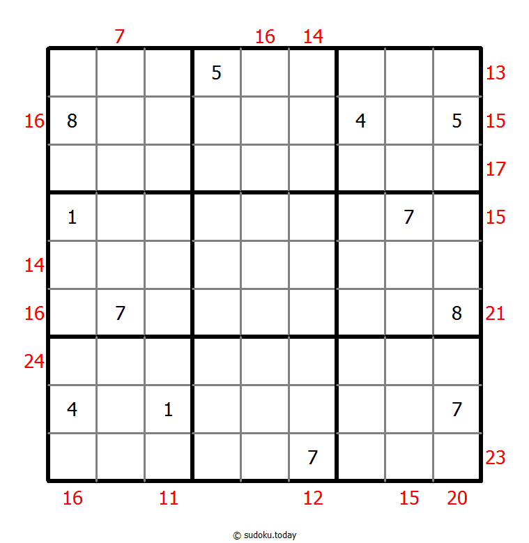 Sudoku suma de borde Dia 27 de octubre de 2025