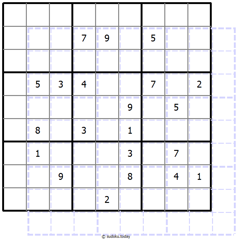Sudoku de sombras 10x10 ejemplo de puzzle