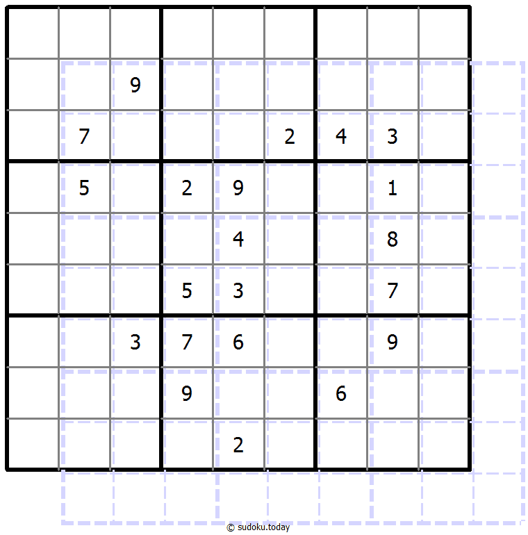 Sudoku de sombras 10x10 ejemplo de puzzle