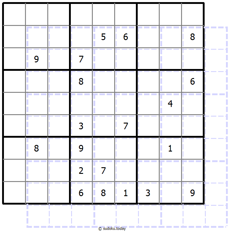 Sudoku de sombras 10x10 ejemplo de puzzle