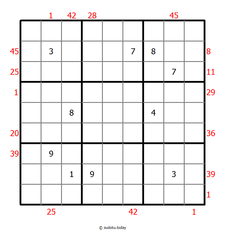 X Sums Sudoku Dia 21 de noviembre de 2025