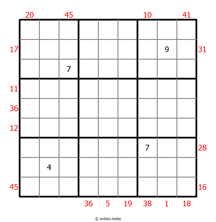 X Sums Sudoku Dia 07 de diciembre de 2025