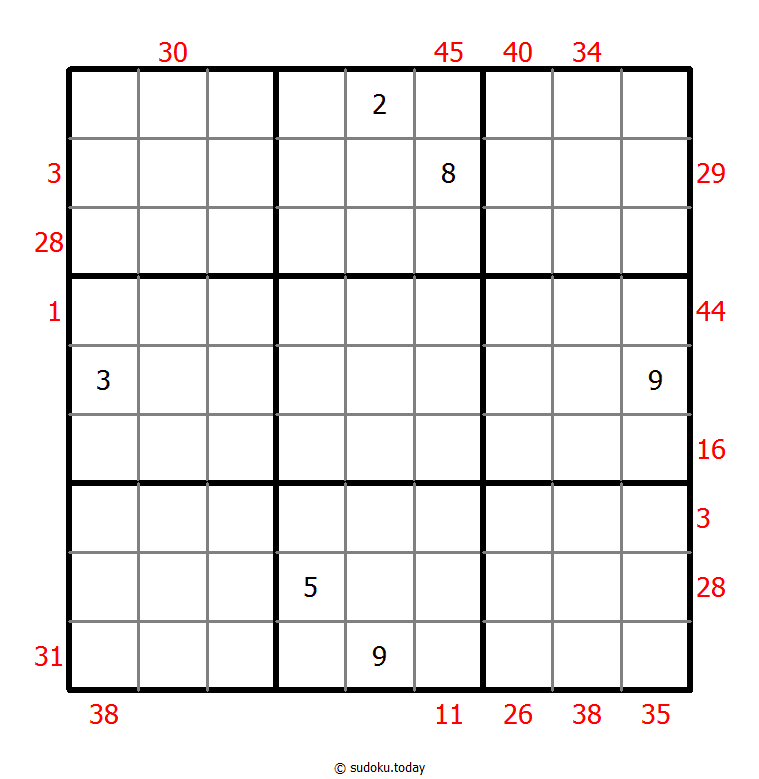 X Sums Sudoku Dia 28 de noviembre de 2025