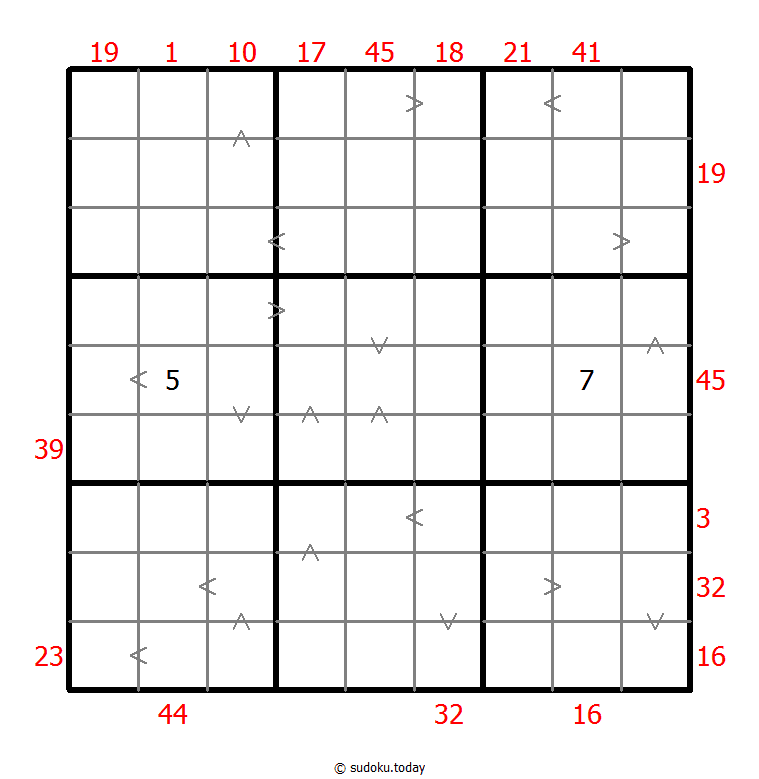 Sudoku combinado (XSum+Mayor que)