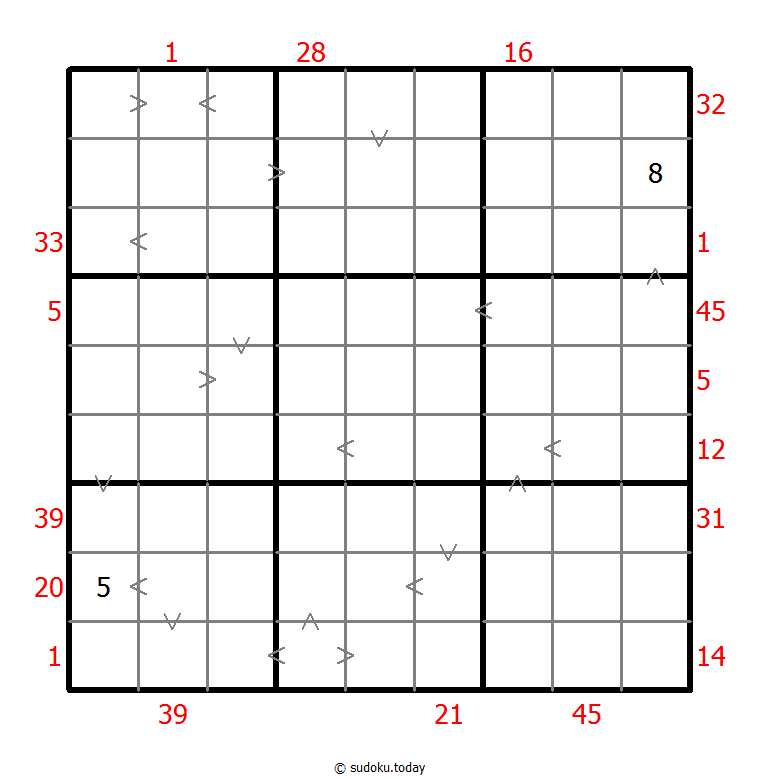 Sudoku combinado (XSum+Mayor que)