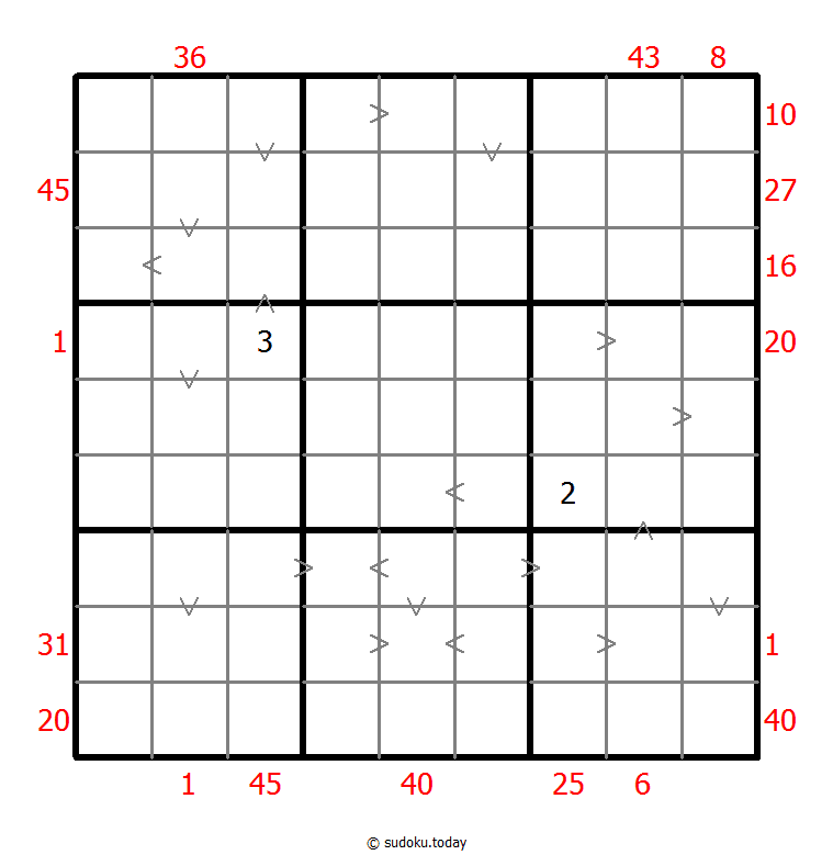 Sudoku combinado (XSum+Mayor que)
