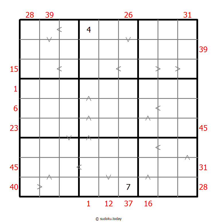Hybrid Sudoku ( X Sums + Greater Than ) Dia 19 de enero de 2026