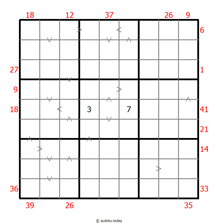 Sudoku combinado (XSum+Mayor que)
