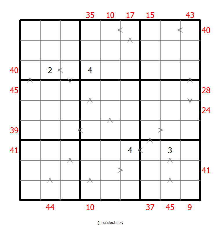 Sudoku combinado (XSum+Mayor que)
