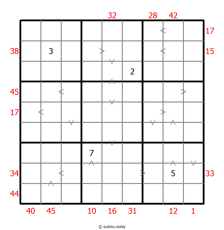 Sudoku combinado (XSum+Mayor que)
