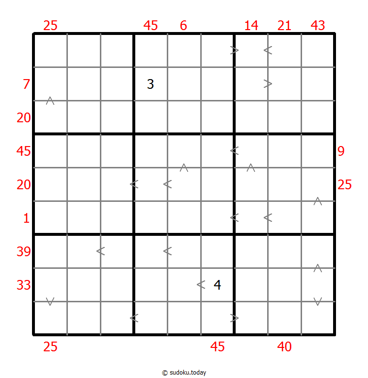 Sudoku combinado (XSum+Mayor que)