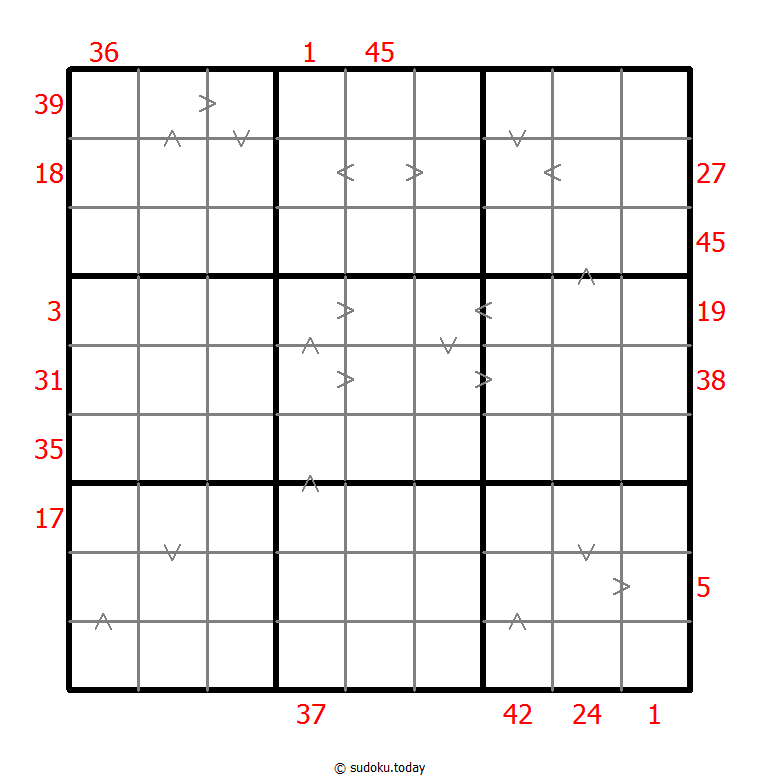 Sudoku combinado (XSum+Mayor que)