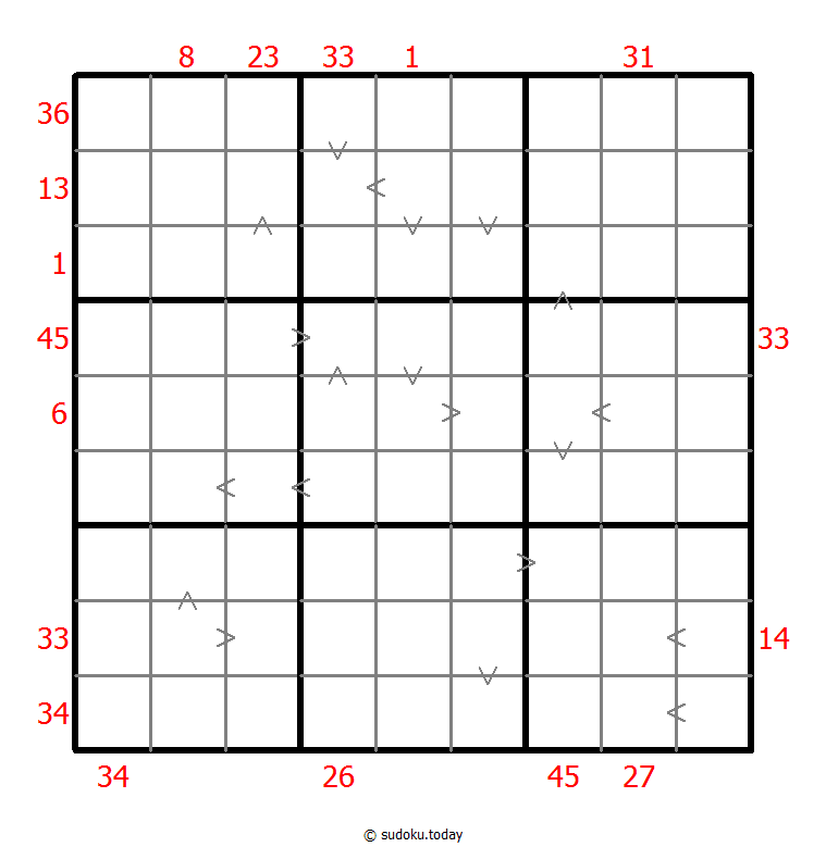 Sudoku combinado (XSum+Mayor que)