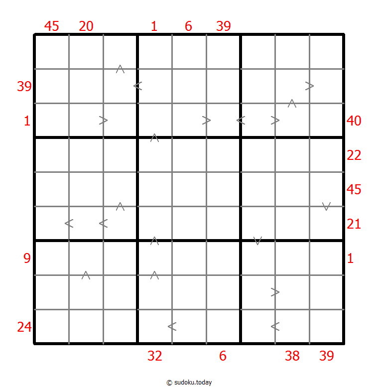 Hybrid Sudoku ( X Sums + Greater Than ) Dia 02 de febrero de 2026