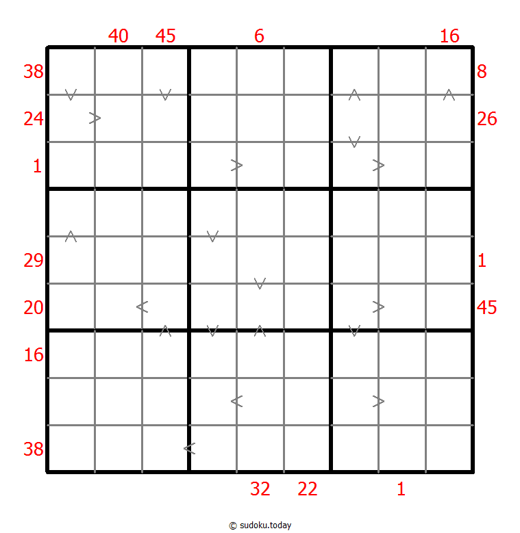 Hybrid Sudoku ( X Sums + Greater Than ) Dia 01 de noviembre de 2025