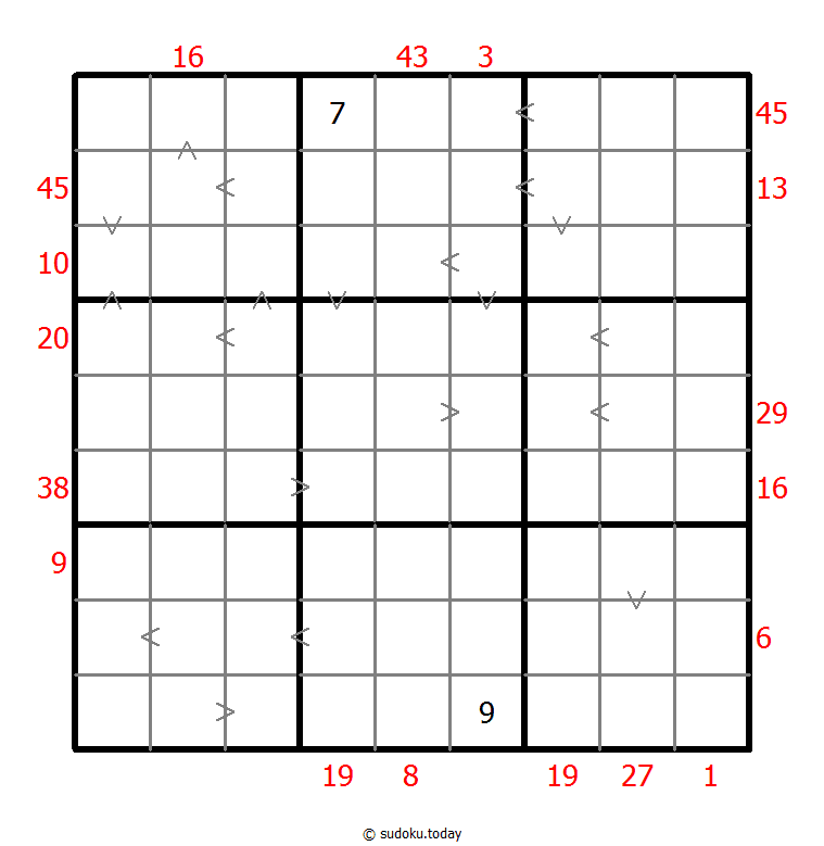 Sudoku combinado (XSum+Mayor que)
