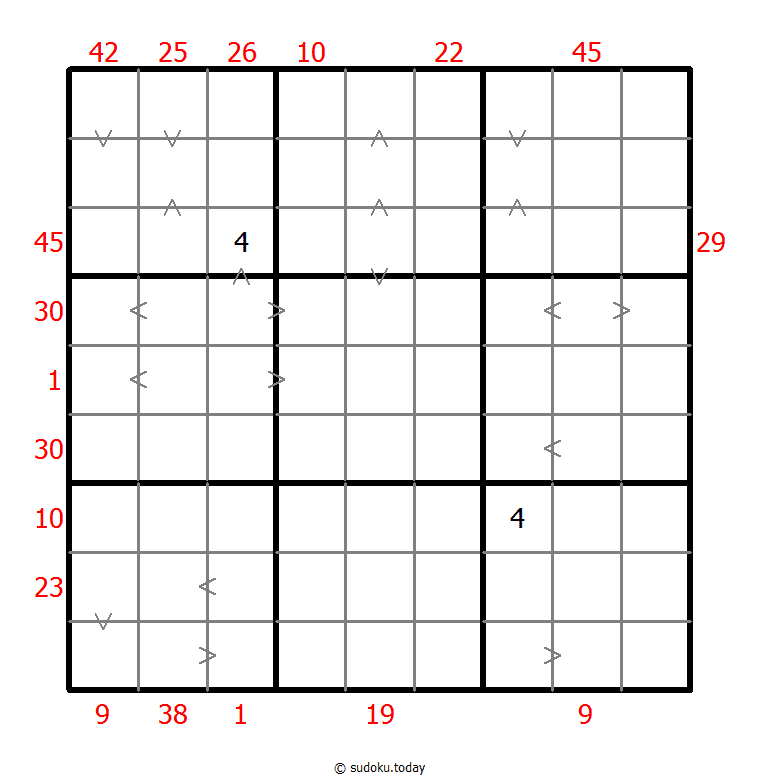 Sudoku combinado (XSum+Mayor que)
