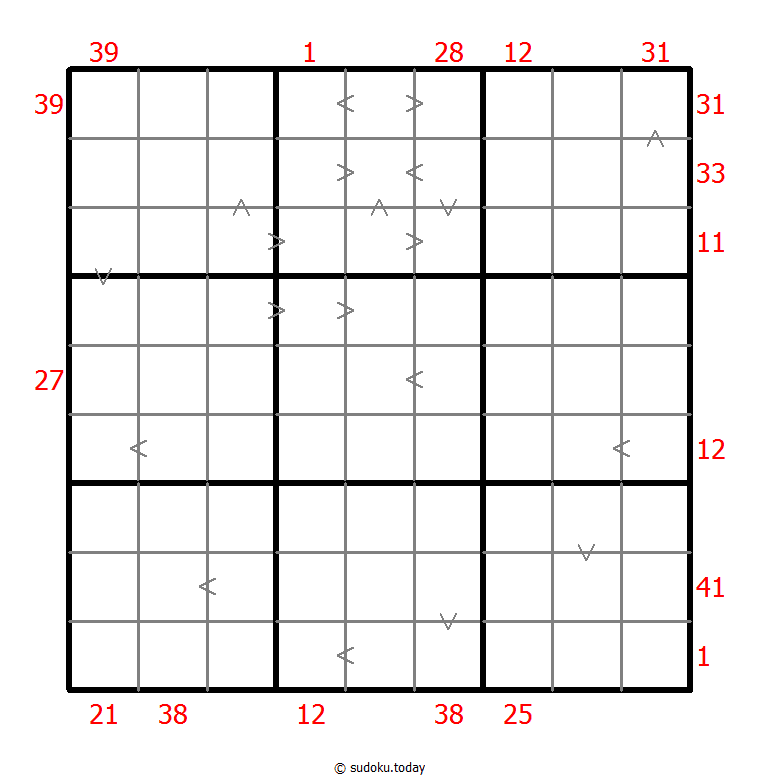 Hybrid Sudoku ( X Sums + Greater Than ) Dia 20 de diciembre de 2025
