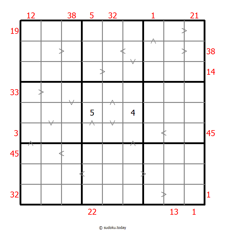 Sudoku combinado (XSum+Mayor que)