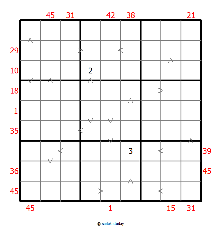 Sudoku combinado (XSum+Mayor que)