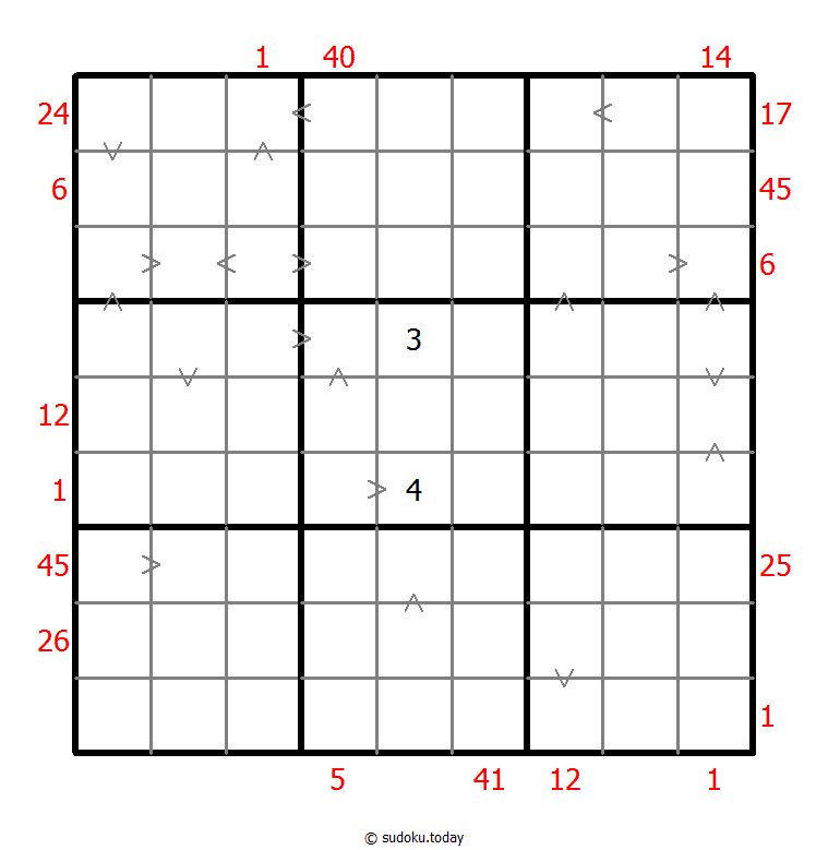 Hybrid Sudoku ( X Sums + Greater Than ) Dia 15 de enero de 2026