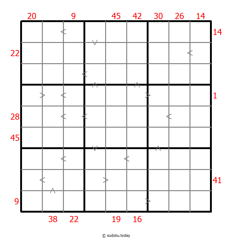 Sudoku combinado (XSum+Mayor que)