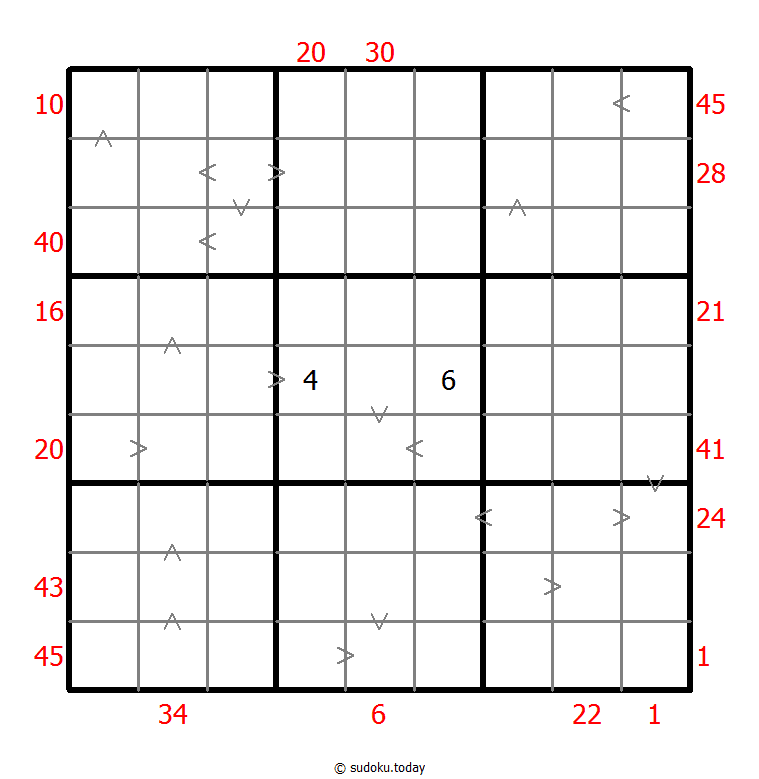 Sudoku combinado (XSum+Mayor que)