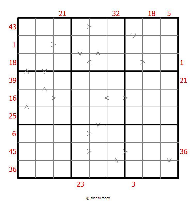 Hybrid Sudoku ( X Sums + Greater Than ) Dia 30 de enero de 2026
