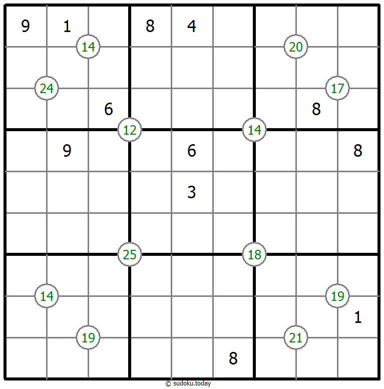 Sudoku de suma de cuatro números