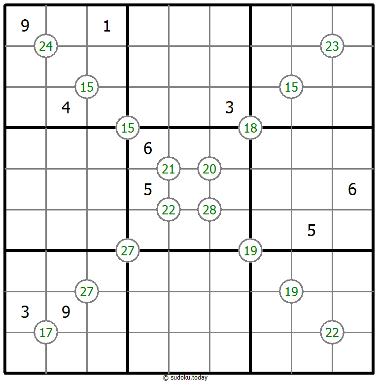 Sudoku de suma de cuatro números