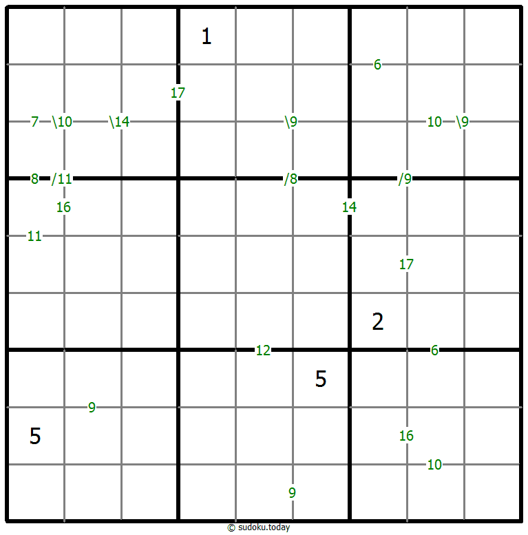 Sudoku de suma ejemplo de puzzle