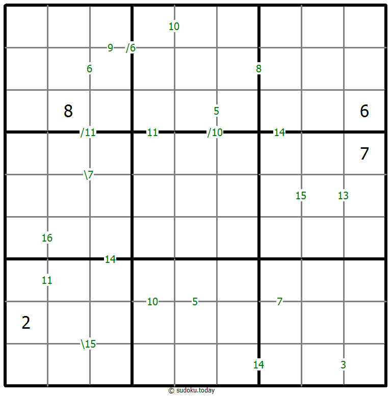 Sudoku de suma ejemplo de puzzle