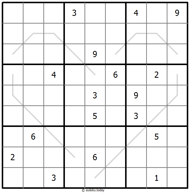 Sudoku de líneas par/impar ejemplo de puzzle