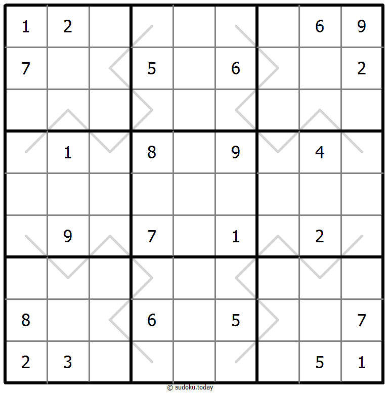 Sudoku de líneas par/impar ejemplo de puzzle