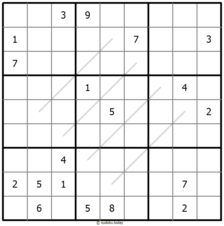 Sudoku de líneas par/impar ejemplo de puzzle